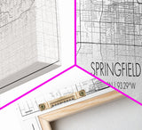 Panoramic Springfield City Map, Missouri Art, Map Print, Minimalist Wall Art, Canvas Art, Housewarming Gift, Street Map Art, Closing Gift