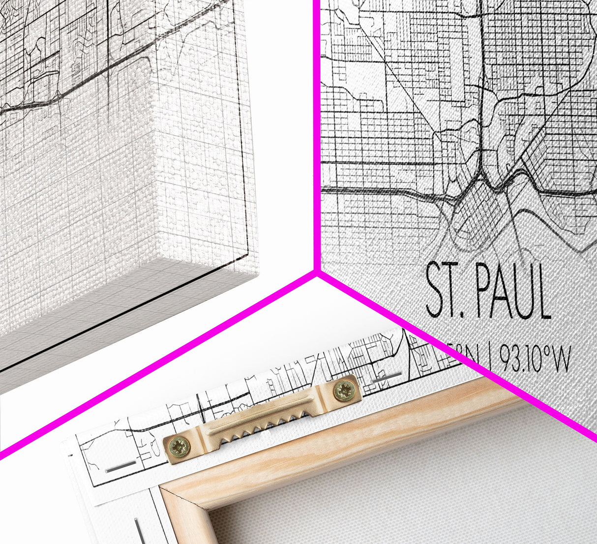 Panoramic St Paul City Map, Minnesota Art, Map Print, Minimalist Wall Art, Canvas Art, Housewarming Gift, Street Map Art, Closing Gift