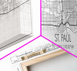 Panoramic St Paul City Map, Minnesota Art, Map Print, Minimalist Wall Art, Canvas Art, Housewarming Gift, Street Map Art, Closing Gift