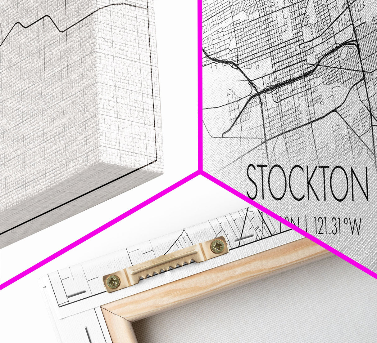 Panoramic Stockton City Map, California Art, Map Print, Minimalist Wall Art, Canvas Art, Housewarming Gift, Street Map Art, Closing Gift