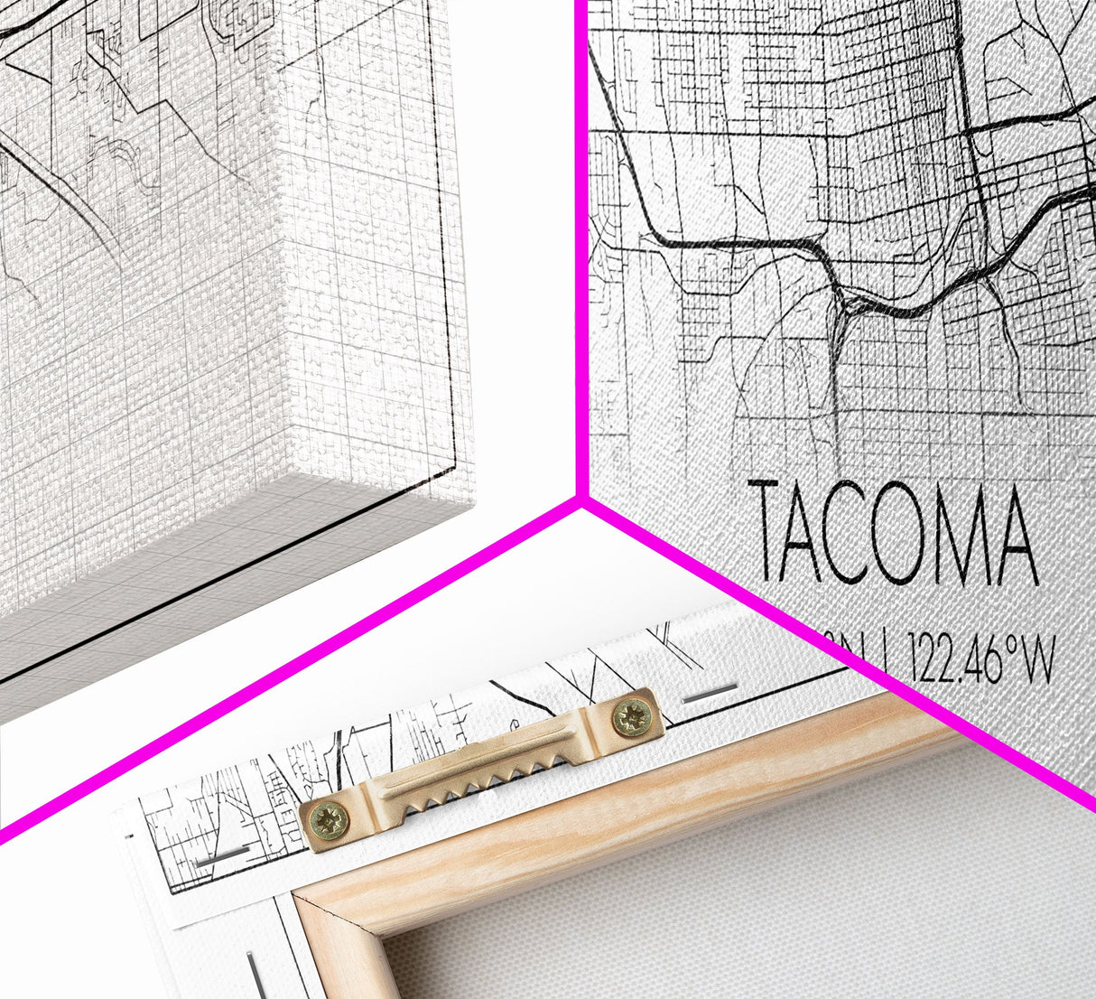 Panoramic Tacoma City Map, Washington Art, Map Print, Minimalist Wall Art, Canvas Art, Housewarming Gift, Street Map Art, Closing Gift