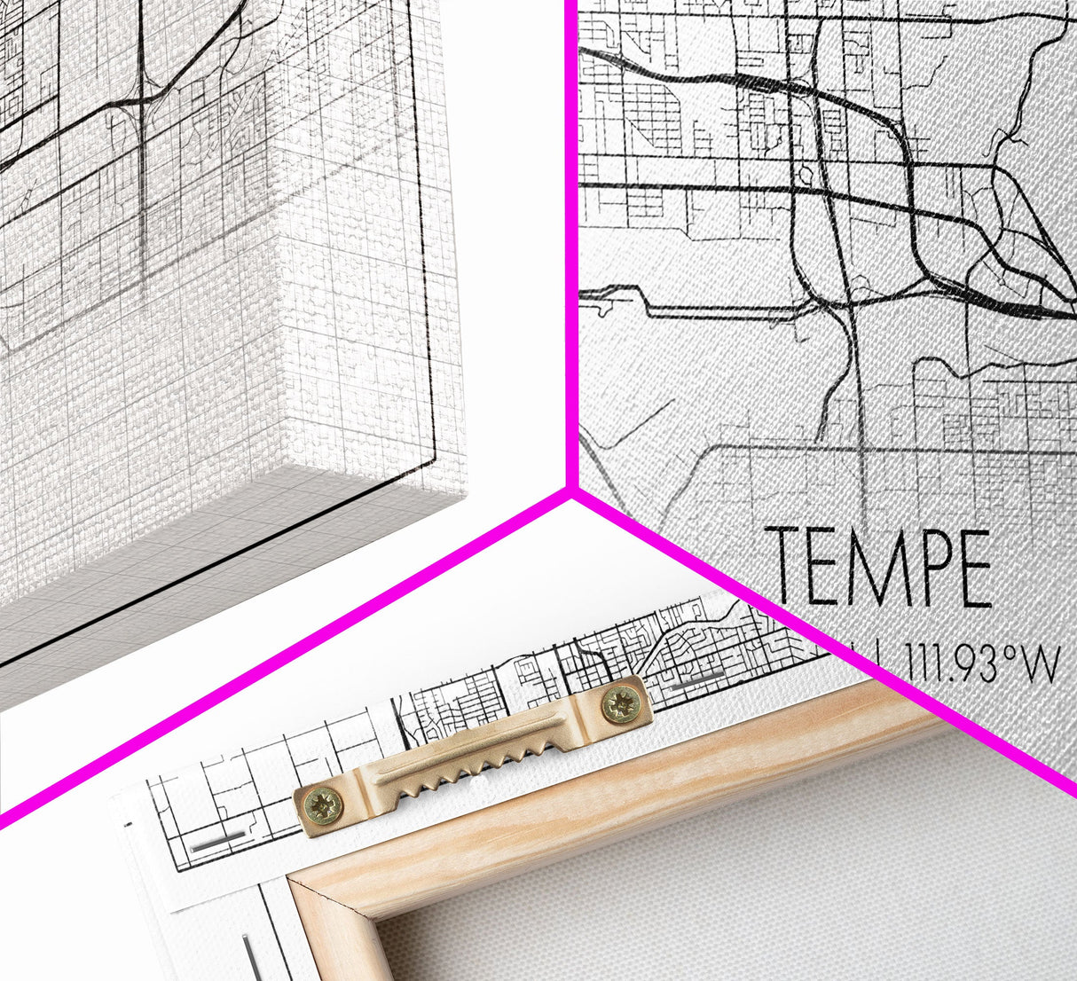 Tempe City Map, Arizona Art, Map Print, Modern Wall Art, Wall Art, Canvas Art, Entryway Prints, Retirement Gifts, Panoramic Art, Room Décor