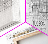 Panoramic Tucson City Map, Arizona Art, Map Print, Minimalist Wall Art, Canvas Art, Housewarming Gift, Street Map Art, Closing Gift