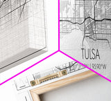 Panoramic Tulsa City Map, Oklahoma Art, Map Print, Minimalist Wall Art, Canvas Art, Housewarming Gift, Street Map Art, Closing Gift