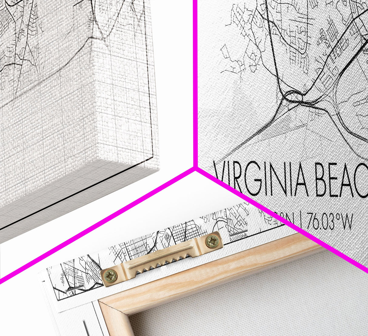 Panoramic Virginia Beach City Map, Virginia Art, Map Print, Minimalist Wall Art, Canvas Art, Housewarming Gift, Street Map Art, Closing Gift