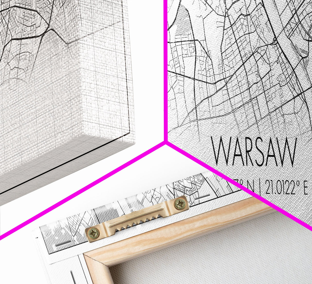 Panoramic Warsaw  City Map, Poland Art, Map Print, Minimalist Wall Art, Canvas Art, Housewarming Gift, Street Map Art, Closing Gift