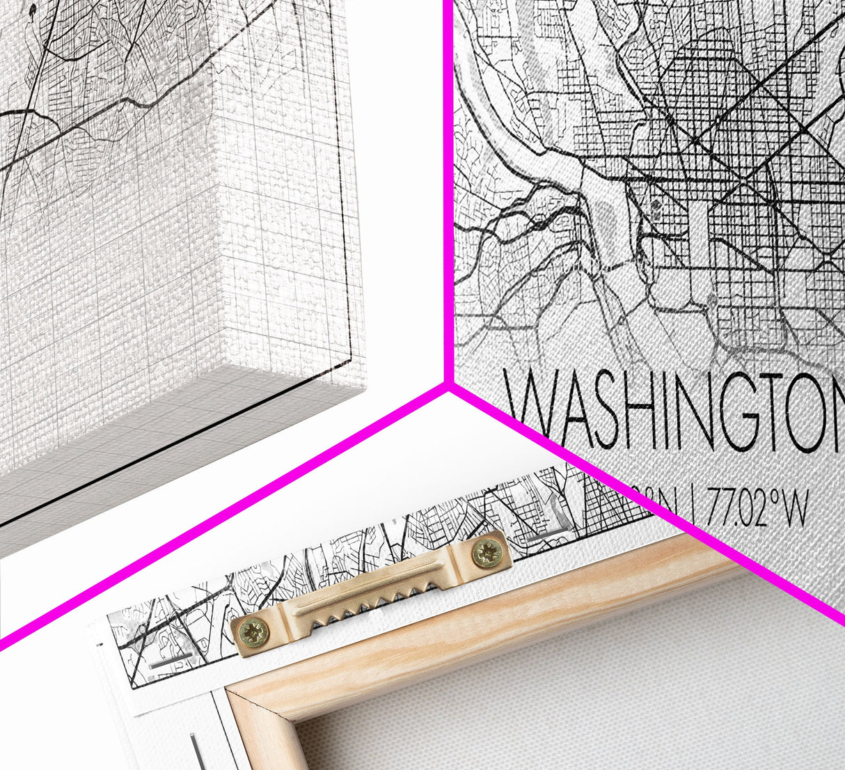 Panoramic Washington City Map, District Of Columbia, Map Print, Minimalist Wall Art, Canvas Art, Housewarming Gift, Street Map, Closing Gift