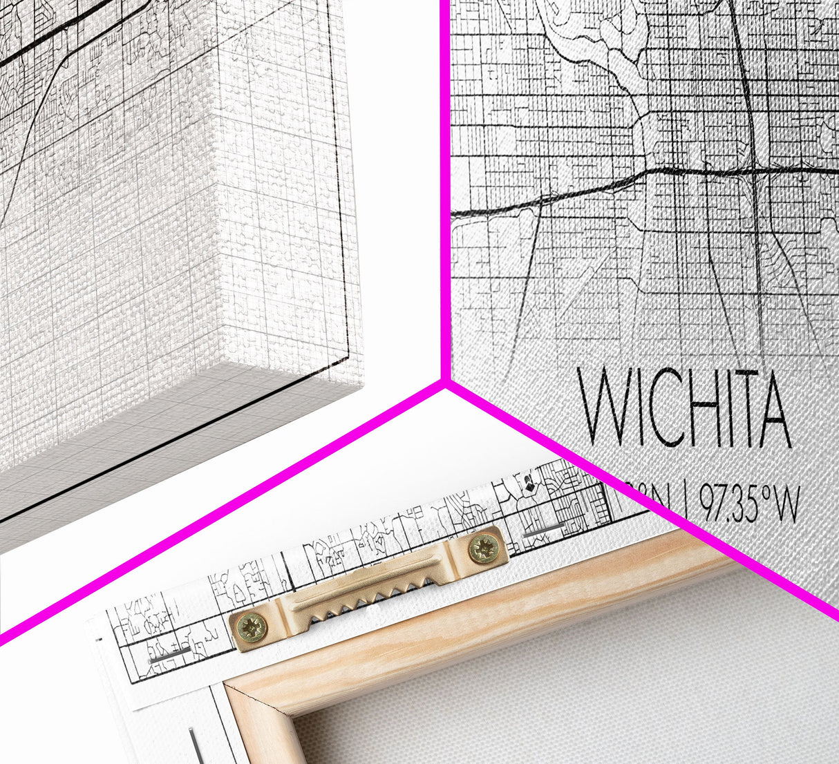 Panoramic Wichita City Map, Kansas Art, Map Print, Minimalist Wall Art, Canvas Art, Housewarming Gift, Street Map Art, Closing Gift