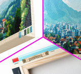 Panoramic Travel Poster Bandung, Indonesia Canvas Print, Bandung, Indonesia Painting, Indonesia Art, Bandung Travel Art, Guest Room Painting