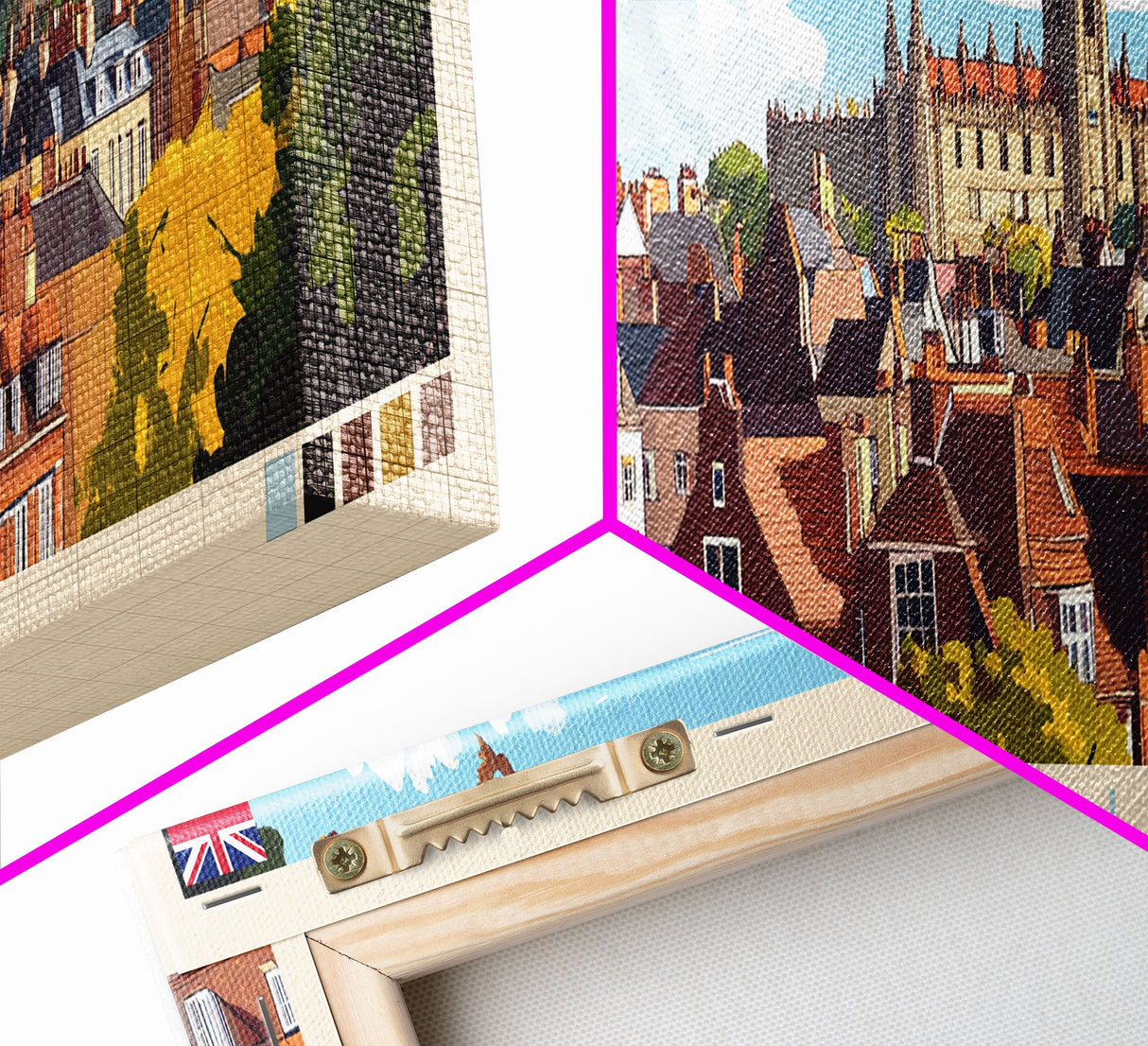 Panoramic Travel Poster Canterbury, England Canvas Print, Canterbury, England Painting, England Art, Canterbury Travel Art, Guest Room Painting