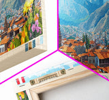 Cusco, Peru Travel Poster Panoramic Canvas Print, Cusco, Peru Painting, Peru Art, Cusco Travel Art, Guest Room Painting