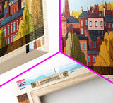 Derby, England Panoramic Travel Poster Canvas Print, Derby, England Painting, England Art, Derby Travel Art, Guest Room Painting