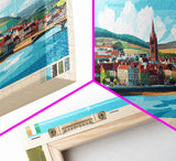 Panoramic Travel Poster Derry City, Ireland Canvas Print, Derry City, Ireland Painting, Ireland Art, Derry City Travel Art, Guest Room Painting