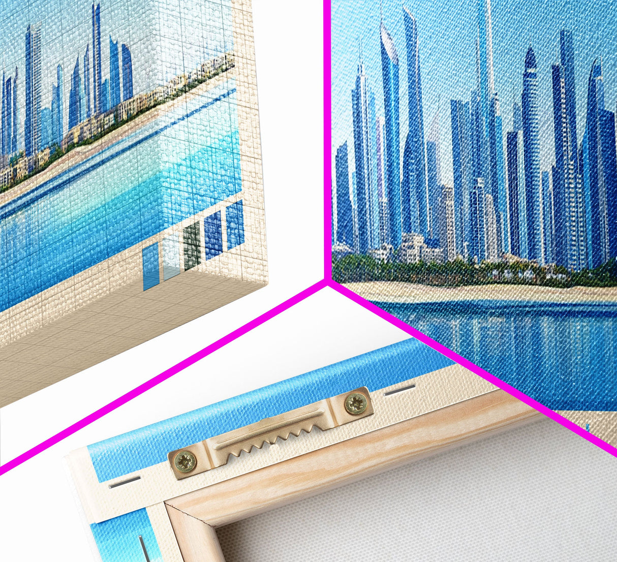 Dubai, United Arab Emirates Panoramic Travel Poster Canvas Print, Dubai, United Arab Emirates Painting, United Arab Emirates Art, Dubai Travel Art, Living Room Painting