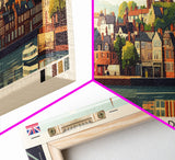 Panoramic Travel Poster Exeter, England Canvas Print, Exeter, England Painting, England Art, Exeter Travel Art, Guest Room Painting