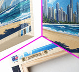 Gold Coast, Australia Travel Poster Panoramic Canvas Print, Gold Coast, Australia Painting, Australia Art, Gold Coast Travel Art, Guest Room Painting