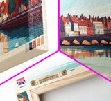 Hereford, England Travel Poster Panoramic Canvas Print, Hereford, England Painting, England Art, Hereford Travel Art, Guest Room Painting