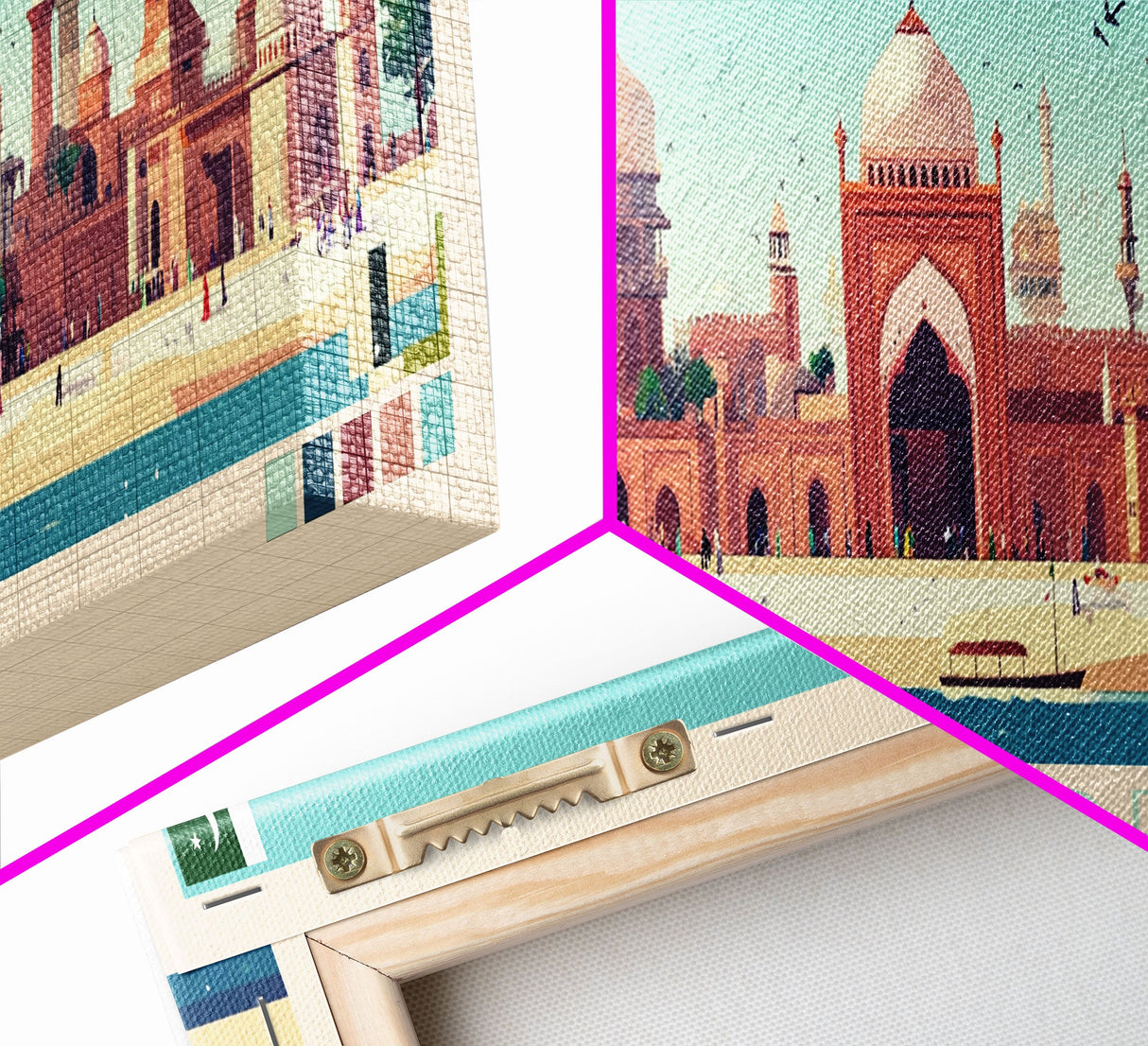 Lahore, Pakistan Panoramic Travel Poster Canvas Print, Lahore, Pakistan Painting, Pakistan Art, Lahore Travel Art, Guest Room Painting