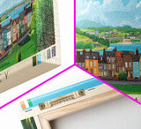 Newtownabbey, Ireland Panoramic Travel Poster Canvas Print, Newtownabbey, Ireland Painting, Ireland Art, Newtownabbey Travel Art, Living Room Painting