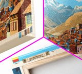 Potosi, Bolivia Panoramic Travel Poster Canvas Print, Potosi, Bolivia Painting, Bolivia Art, Potosi Panoramic Travel Art, Travel Painting