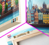 Preston, England Panoramic Travel Poster Canvas Print, Preston, England Painting, England Art, Preston Travel Art, Guest Room Painting