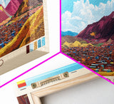 Quillacollo, Bolivia Panoramic Travel Poster Canvas Print, Quillacollo, Bolivia Painting, Bolivia Art, Quillacollo Panoramic Travel Art, Travel Painting