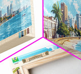 Recife, Brazil Travel Poster Panoramic Canvas Print, Recife, Brazil Painting, Brazil Art, Recife Travel Art, Guest Room Painting