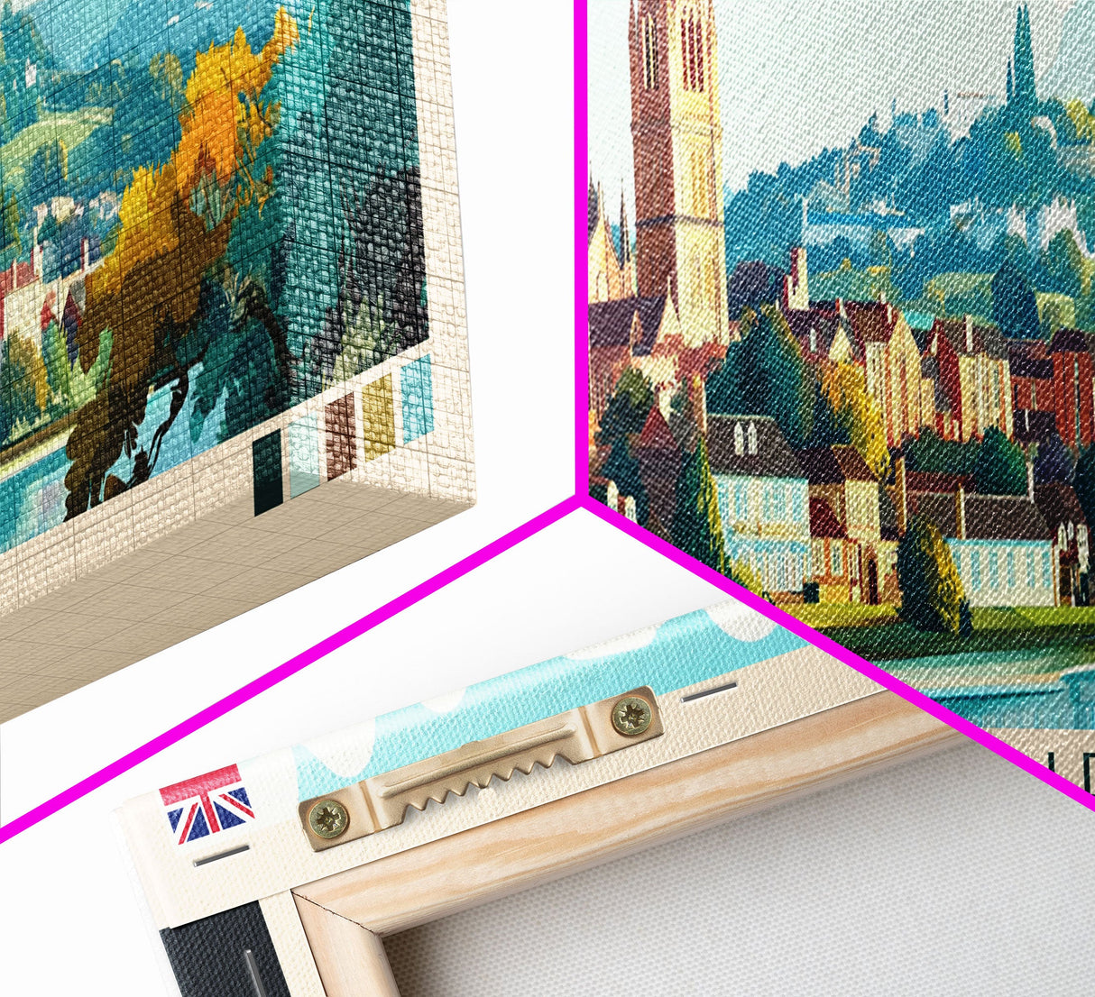 Panoramic Travel Poster Salisbury, England Canvas Print, Salisbury, England Painting, England Art, Salisbury Travel Art, Guest Room Painting