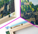 Stirling, Scotland Panoramic Travel Poster Canvas Print, Stirling, Scotland Painting, Scotland Art, Stirling Panoramic Travel Art, Travel Painting