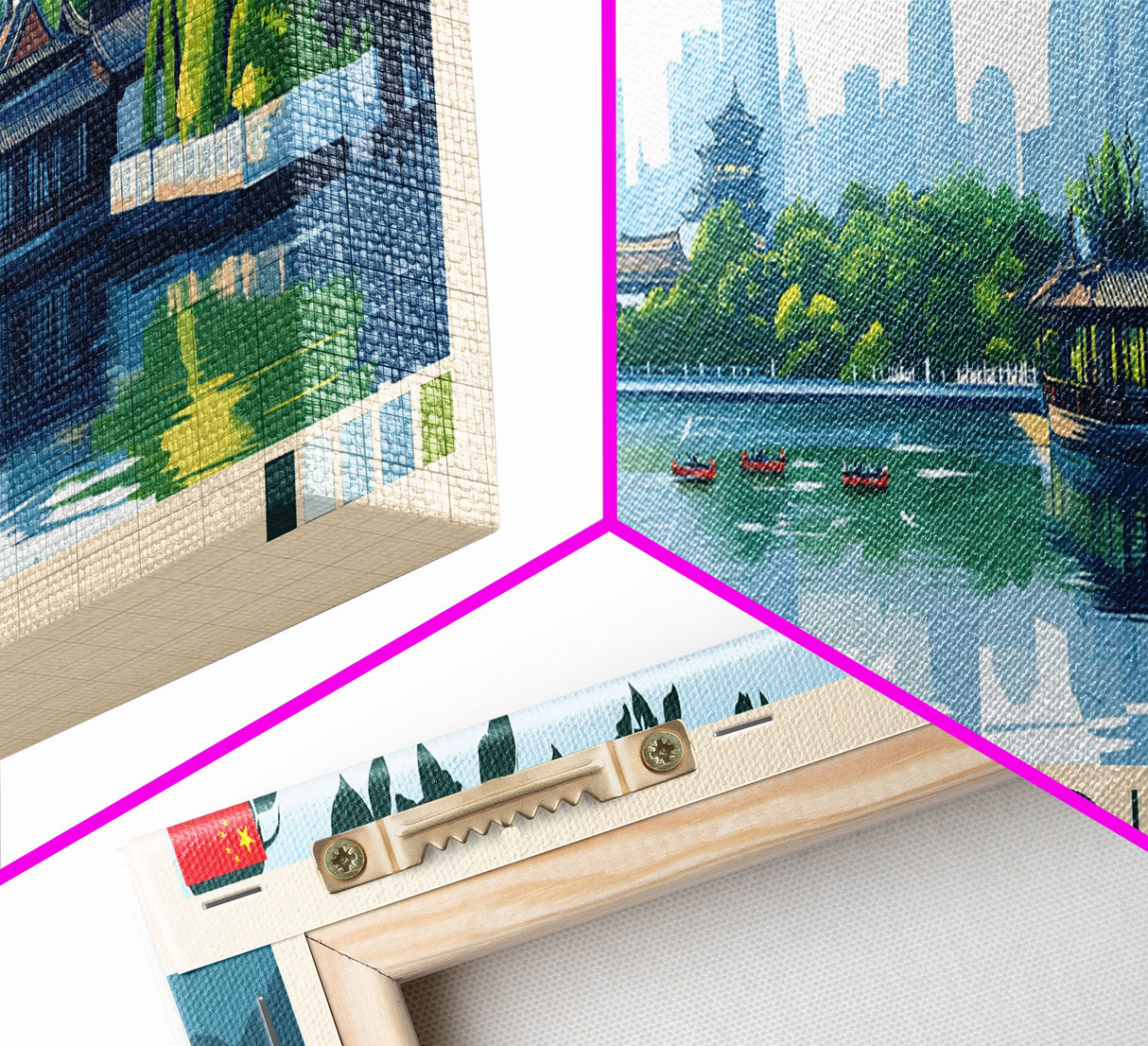 Suzhou, China Panoramic Travel Poster Canvas Print, Suzhou, China Painting, China Art, Suzhou Travel Art, Living Room Painting