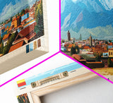 Tarija, Bolivia Panoramic Travel Poster Canvas Print, Tarija, Bolivia Painting, Bolivia Art, Tarija Travel Art, Living Room Painting