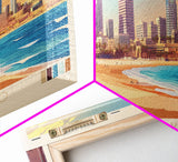 Panoramic Travel Poster Tel Aviv-Yafo, Israel Canvas Print, Tel Aviv-Yafo, Israel Painting, Israel Art, Tel Aviv-Yafo Travel Art, Guest Room Painting