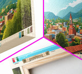 Tlajomulco, Mexico Travel Poster Panoramic Canvas Print, Tlajomulco, Mexico Painting, Mexico Art, Tlajomulco Travel Art, Guest Room Painting