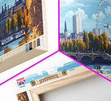 Westminster, England Panoramic Travel Poster Canvas Print, Westminster, England Painting, England Art, Westminster Travel Art, Living Room Painting