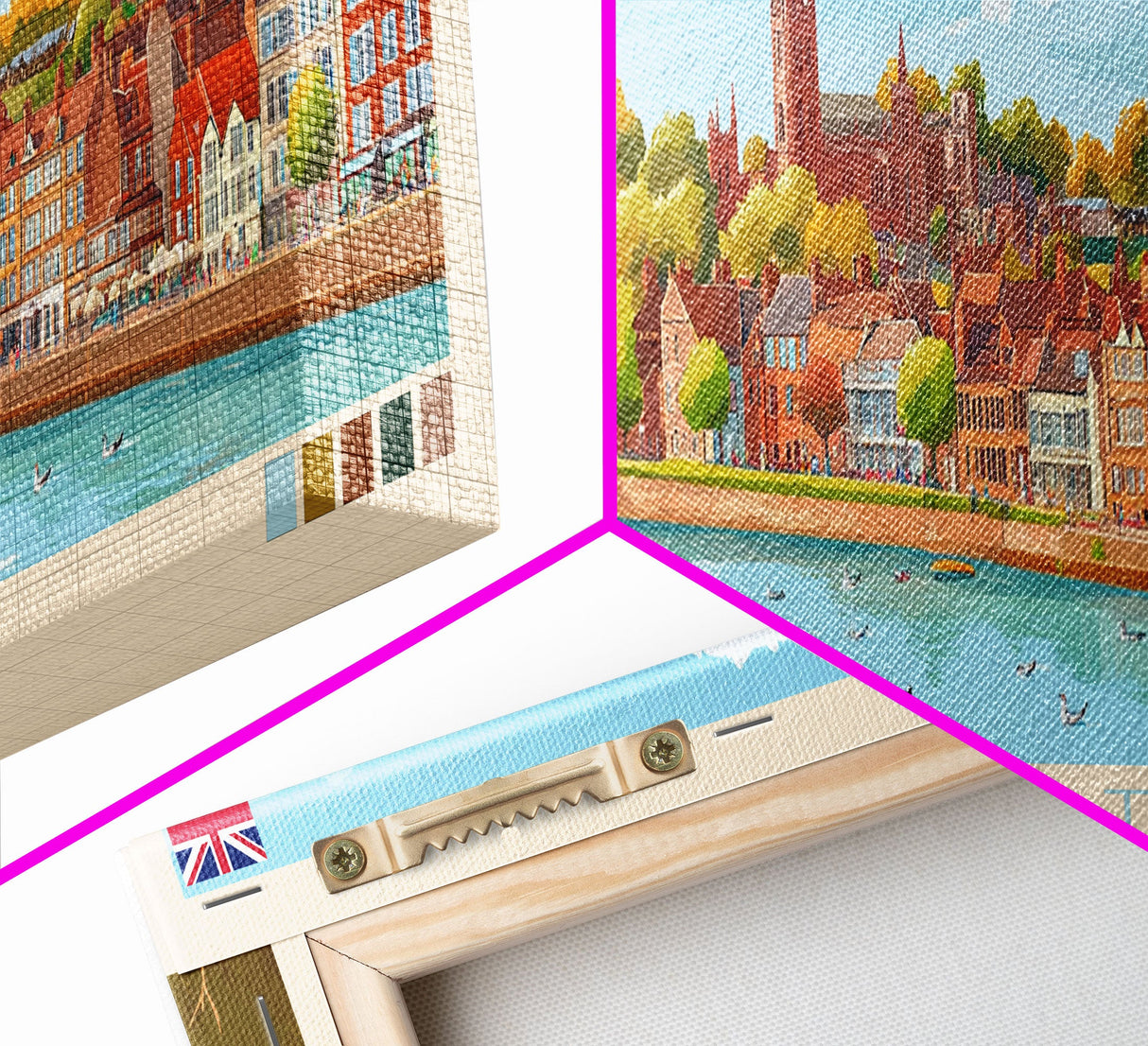 Winchester, England Travel Poster Panoramic Canvas Print, Winchester, England Painting, England Art, Winchester Travel Art, Guest Room Painting