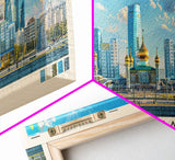 Astana, Kazakhstan Panoramic Canvas Print, Astana, Kazakhstan Painting, Kazakhstan Art, Astana Travel Poster, Travel Art, Vacation Gift