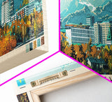 Almaty, Kazakhstan Panoramic Canvas Print, Almaty, Kazakhstan Painting, Kazakhstan Art, Almaty Travel Poster, Travel Art, Living Room Painting