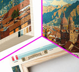 Cusco, Peru Panoramic Canvas Print, Cusco, Peru Painting, Peru Art, Cusco Travel Poster, Travel Art, Guest Room Painting