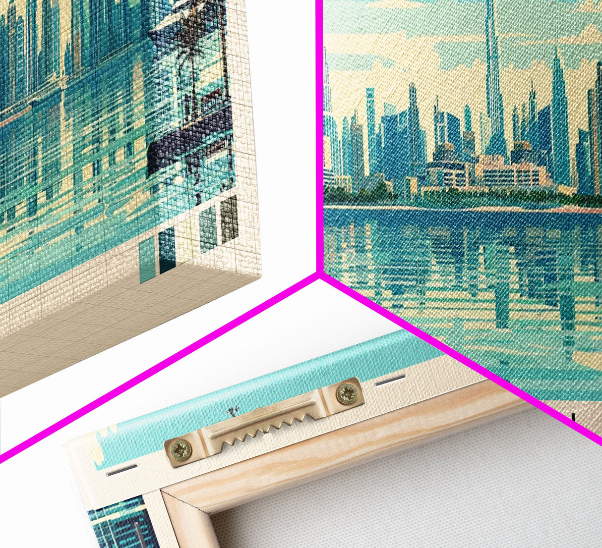 Dubai, United Arab Emirates Panoramic Canvas Print, Dubai, United Arab Emirates Painting, United Arab Emirates Art, Dubai Travel Poster, Travel Art, Housewarming Gift