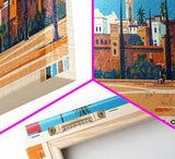 Meknes, Morocco Panoramic Canvas Print, Meknes, Morocco Painting, Morocco Art, Meknes Travel Poster, Travel Art, Guest Room Painting