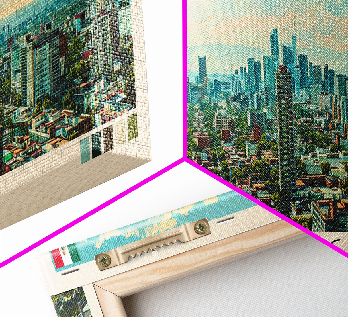 Mexico City, Mexico Panoramic Canvas Print, Mexico City, Mexico Painting, Mexico Art, Mexico City Travel Poster, Travel Art, Guest Room Painting