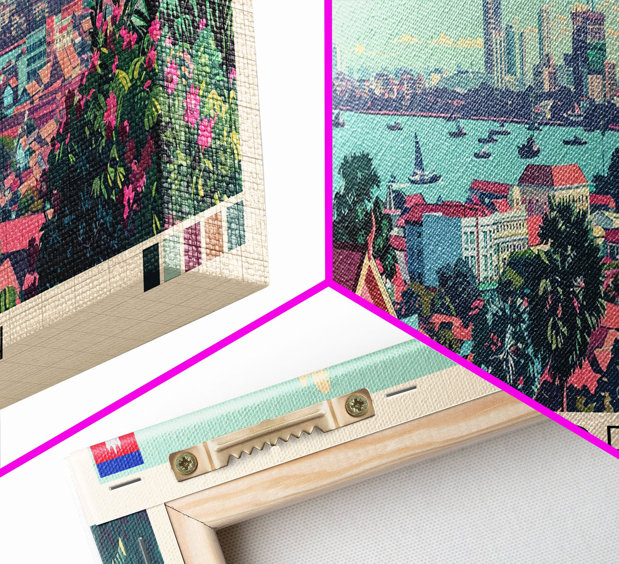 Phnom Penh, Cambodia Panoramic Canvas Print, Phnom Penh, Cambodia Painting, Cambodia Art, Phnom Penh Travel Poster, Travel Art, Guest Room Painting