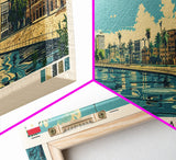 Port Said, Egypt Panoramic Canvas Print, Port Said, Egypt Painting, Egypt Art, Port Said Travel Poster, Travel Art, Guest Room Painting