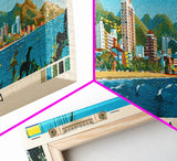 Santa Marta, Colombia Panoramic Canvas Print, Santa Marta, Colombia Painting, Colombia Art, Santa Marta Travel Poster, Travel Art, Guest Room Painting