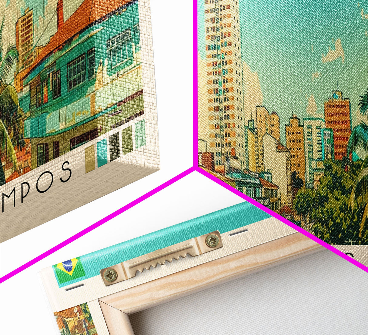 Sao Jose dos Campos, Brazil Panoramic Canvas Print, Sao Jose dos Campos, Brazil Painting, Brazil Art, Sao Jose dos Campos Travel Poster, Travel Art, Guest Room Painting