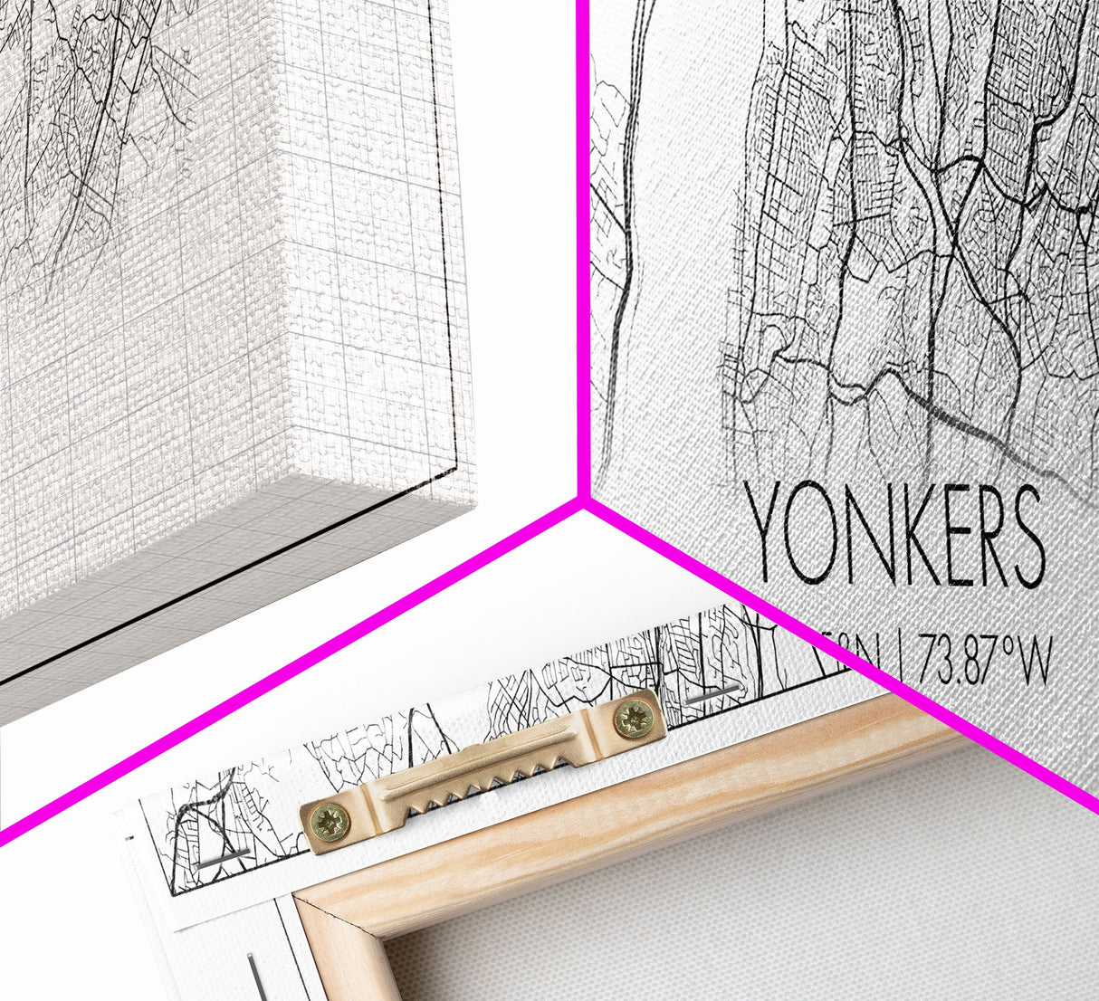 Panoramic Yonkers City Map, New York Art, Map Print, Minimalist Wall Art, Canvas Art, Housewarming Gift, Street Map Art, Closing Gift