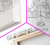 Panoramic Mesa City Map, Florida Art, Map Print, Minimalist Wall Art, Canvas Art, Housewarming Gift, Street Map Art, Closing Gift