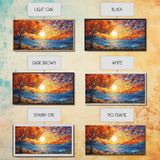 Mosaic Wall Art, Abstract Wall Print, Sunset, Lake Art, Canvas Print, Wall Hanging, Panoramic Art, Dining Room Decor, Realtor Thank You