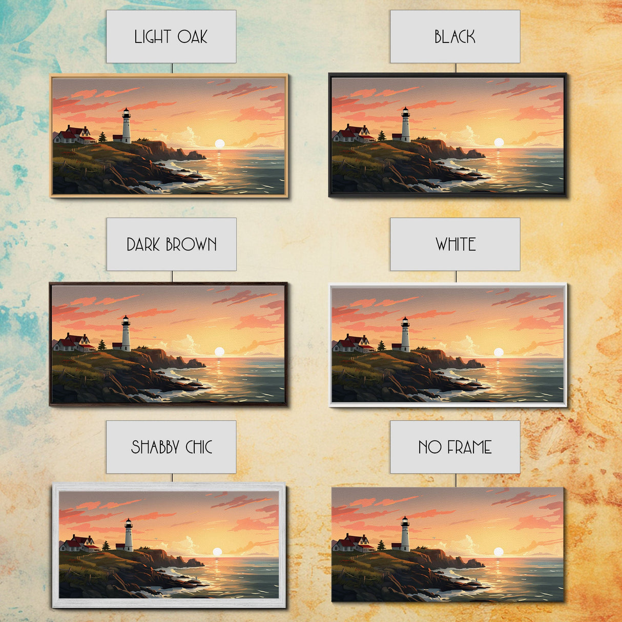 Lighthouse Painting, Nautical Wall Art, Sunset Wall Print, Panoramic Art, Wall Art, Canvas Art, Landscape Art, Above Couch Wall Art, Prints