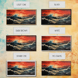 Sunset Wall Art, Ocean Art Print, Seascape Wall Art, Panoramic Art, Wall Art, Canvas Art, Landscape Art, Wedding Gift, Apartment Wall Art